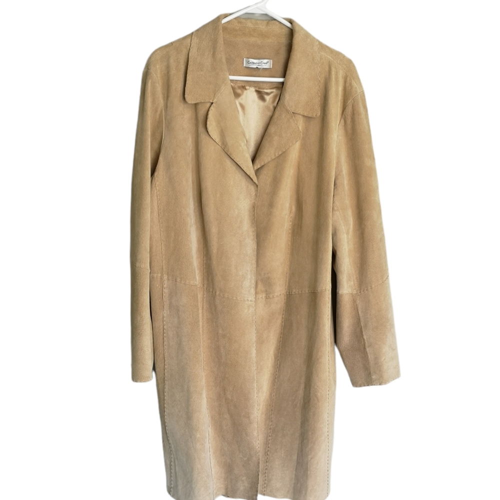 Vintage 100% Genuine Leather Long Suede Open Front Southwestern Boho Coat